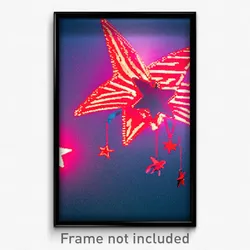 Pixel Art Poster - Red Star (8 Bit Psychedelic Trippy Weird Video Game Print)