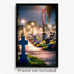Pixel Art Poster - Glamorous Cemetery (8 Bit Psychedelic Video Game Print)
