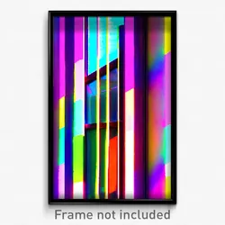 Pixel Art Poster - Multicolored Window (8 Bit Psychedelic Video Game Print)