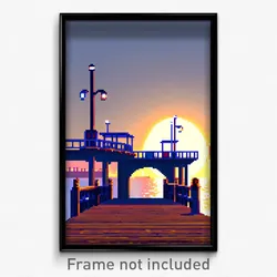 Pixel Art Poster - Swirly Wharf (8 Bit Psychedelic Trippy Video Game Print)