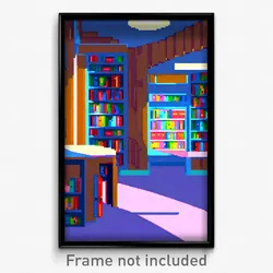 Pixel Art Poster - Shifty Library (8 Bit Psychedelic Trippy Video Game Print)
