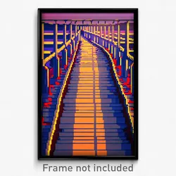 Pixel Art Poster - Warlike Boardwalk (8 Bit Psychedelic Trippy Video Game Print)