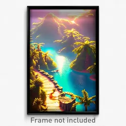 Pixel Art Poster - Gregarious Lagoon (8 Bit Psychedelic Trippy Video Game Print)