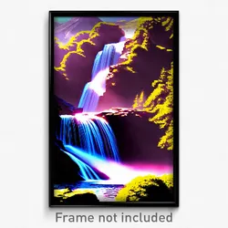 Pixel Art Poster - Amazing Cascade (8 Bit Psychedelic Trippy Video Game Print)