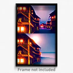 Pixel Art Poster - Swirly Longhouse (8 Bit Psychedelic Trippy Video Game Print)