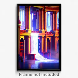 Pixel Art Poster - Frozen Roman Architecture (8 Bit Video Game Print)