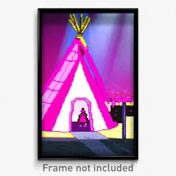 Pixel Art Poster - Pink Wigwam (8 Bit Psychedelic Trippy Weird Video Game Print)