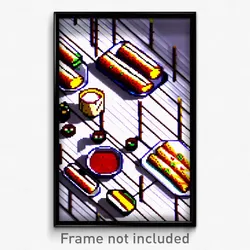 Pixel Art Poster - Wire Frame Enchiladas (8 Bit Psychedelic Video Game Print)
