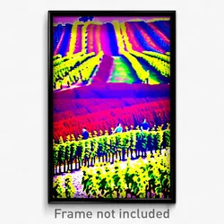 Pixel Art Poster - Colorful Vineyard (8 Bit Psychedelic Trippy Video Game Print)