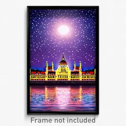 Pixel Art Poster - Starry Budapest (8 Bit Psychedelic Trippy Video Game Print)