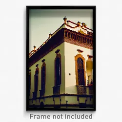 Pixel Art Poster - Acidic Spanish Architecture (8 Bit Video Game Print)