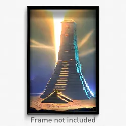 Pixel Art Poster - Large Ziggurat (8 Bit Psychedelic Trippy Video Game Print)