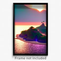 Pixel Art Poster - Cute Island (8 Bit Psychedelic Trippy Weird Video Game Print)