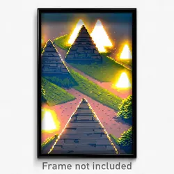 Pixel Art Poster - Triangular Graveyard (8 Bit Psychedelic Video Game Print)