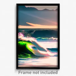 Pixel Art Poster - Energetic Tsunami (8 Bit Psychedelic Trippy Video Game Print)