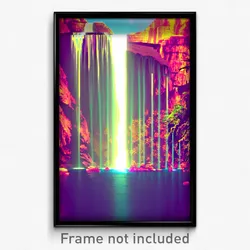 Pixel Art Poster - Strange Waterfall (8 Bit Psychedelic Trippy Video Game Print)