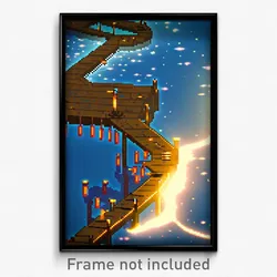 Pixel Art Poster - Puzzling Dock (8 Bit Psychedelic Trippy Video Game Print)