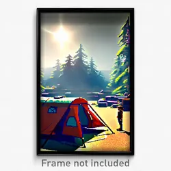 Pixel Art Poster - Tidy Camp (8 Bit Psychedelic Trippy Weird Video Game Print)