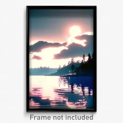 Pixel Art Poster - Detailed Lake (8 Bit Psychedelic Trippy Video Game Print)
