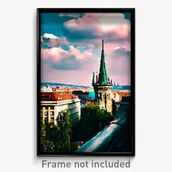 Pixel Art Poster - Cloudy Budapest (8 Bit Psychedelic Trippy Video Game Print)