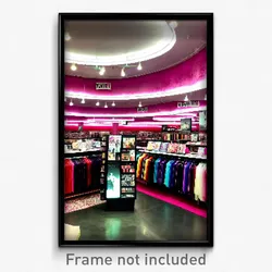 Pixel Art Poster - Velvety Vinyl Store (8 Bit Psychedelic Video Game Print)