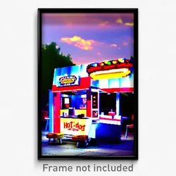 Pixel Art Poster - Admired Hot Dog Stand (8 Bit Psychedelic Video Game Print)