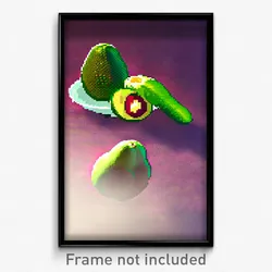 Pixel Art Poster - Frosty Avocado (8 Bit Psychedelic Trippy Video Game Print)