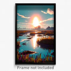 Pixel Art Poster - Artistic Wetland (8 Bit Psychedelic Trippy Video Game Print)