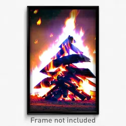 Pixel Art Poster - Triangular Bonfire (8 Bit Psychedelic Video Game Print)