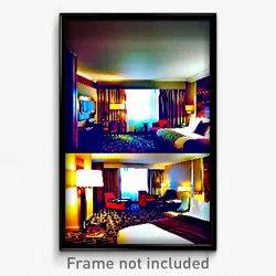 Pixel Art Poster - Energetic Hotel Room (8 Bit Psychedelic Video Game Print)