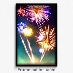 Pixel Art Poster - Digital Fireworks (8 Bit Psychedelic Trippy Video Game Print)
