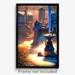 Pixel Art Poster - Fluid Mill (8 Bit Psychedelic Trippy Weird Video Game Print)
