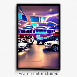 Pixel Art Poster - Stained Car Dealership (8 Bit Psychedelic Video Game Print)