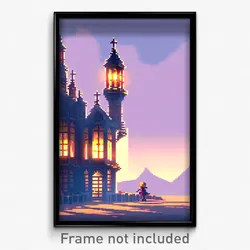 Pixel Art Poster - Lost Belfry (8 Bit Psychedelic Trippy Weird Video Game Print)