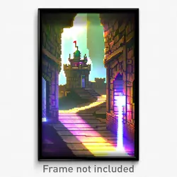 Pixel Art Poster - Wiry Fort (8 Bit Psychedelic Trippy Weird Video Game Print)