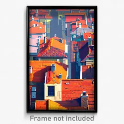 Pixel Art Poster - Wonderful Rooftops (8 Bit Psychedelic Video Game Print)