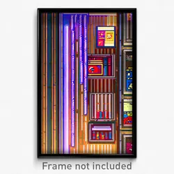 Pixel Art Poster - Wire Frame Glitchy Comic Book Store (8 Bit Video Game Print)