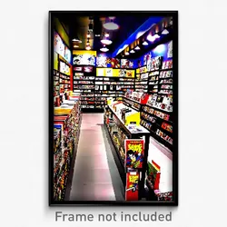 Pixel Art Poster - Bold Comic Book Store (8 Bit Psychedelic Video Game Print)