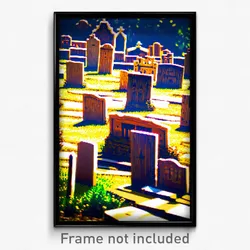 Pixel Art Poster - Wooden Graveyard (8 Bit Psychedelic Trippy Video Game Print)