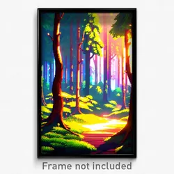 Pixel Art Poster - Dazzling Woods (8 Bit Psychedelic Trippy Video Game Print)
