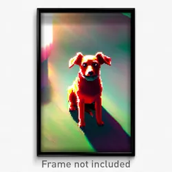 Pixel Art Poster - Rosy Dog (8 Bit Psychedelic Trippy Weird Video Game Print)
