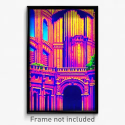 Pixel Art Poster - Flamboyant Architecture (8 Bit Psychedelic Video Game Print)