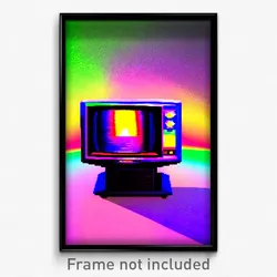 Pixel Art Poster - Multicolored Television (8 Bit Psychedelic Video Game Print)