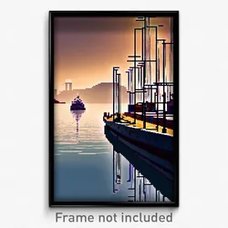 Pixel Art Poster - Unique Harbour (8 Bit Psychedelic Trippy Video Game Print)
