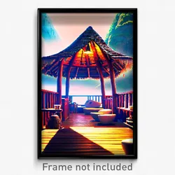 Pixel Art Poster - Fabulous Hut (8 Bit Psychedelic Trippy Video Game Print)