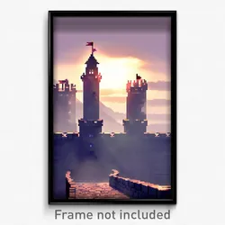 Pixel Art Poster - Unimaginable Battlements (8 Bit Psychedelic Video Game Print)