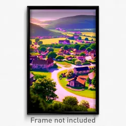 Pixel Art Poster - Quaint Country (8 Bit Psychedelic Trippy Video Game Print)