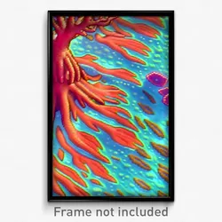 Pixel Art Poster - Stained Coral Reef (8 Bit Psychedelic Video Game Print)