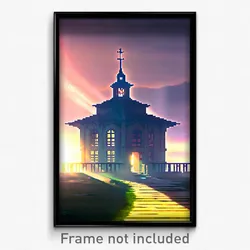 Pixel Art Poster - Buoyant Convent (8 Bit Psychedelic Trippy Video Game Print)