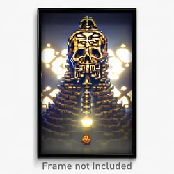 Pixel Art Poster - Puzzling Ossuary (8 Bit Psychedelic Trippy Video Game Print)